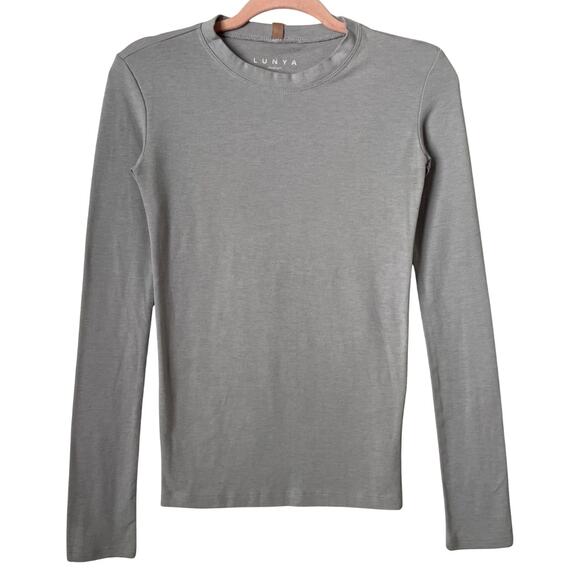 Lunya Shirt Womens Medium Gray Restore Base Long Sleeve Tee Knit Cozy Loungewear - Picture 1 of 12